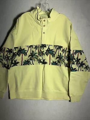 Scotch And Soda Yellow Sweater Pullover Poplin Floral Palm Trees • $35.99