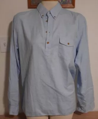 Men Or Womens J. CREW Light Blue Pull Over Tunic Shirt Large 100% Cotton • $15