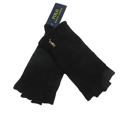 Polo Ralph Lauren Men's Black Ribbed Wool Fingerless Gloves • $69.99
