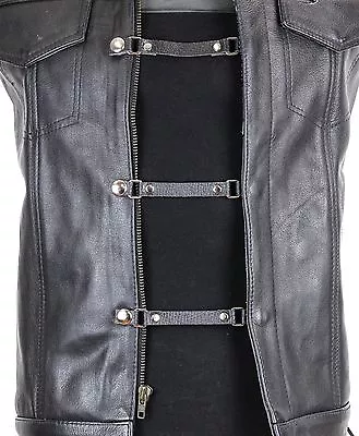 3 Set Black Leather 1/2  Wide Vest Extender Extension For MC Jacket Bikers Vest  • $15.99