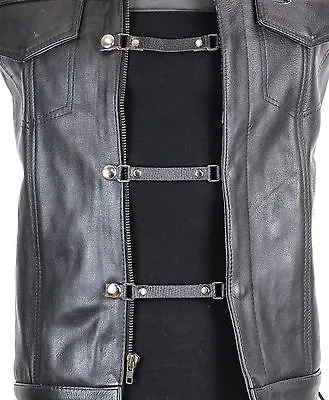 4 Set Black Leather 1/2  Wide Vest Extender Extension For MC Jacket Bikers Vest  • $21.99