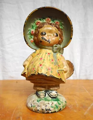 Antique Hubley Doorstop DOLLY DIMPLE Original Paint Toy Bank Conversion • $225