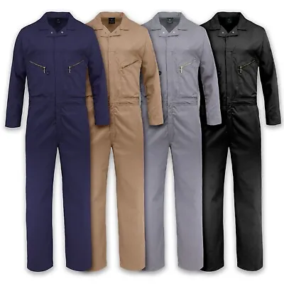 Men's Coverall Long Sleeve Jumpsuit Cotton Blend Zipper Front Pockets Overalls • $39.95