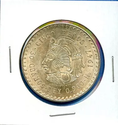 1947 Mexico 5 Peso Cuauhtémoc Silver Coin #40 BU 1947 MS Brilliant Uncirculated  • $58.95