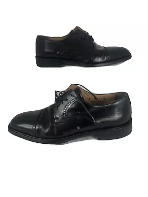 Renzo Morini Size 11M Black Oxford Shoes Leather Lace Up Mens Made In Italy 7163 • $26.74