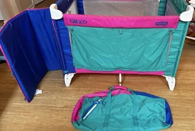Vintage 1990s Graco Pack N Play Fuscia Blue Turquoise - Pad & Carry Storage Bag • $119.99