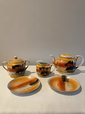 1920’s Tea Set Tea Pot Sugar Bowl Creamer 2 Saucers Made In Japan. • $0.99