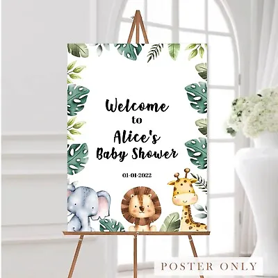 £2.99 • Buy Personalised Baby Shower Welcome Sign Eucalyptus Wall Art Poster Picture Print
