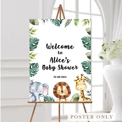 Personalised Baby Shower Welcome Sign Eucalyptus Wall Art Poster Picture Print • £4.99