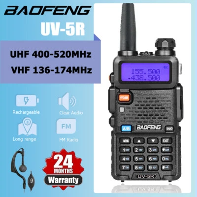$25.99 • Buy BAOFENG UV-5R Dual Band Walkie Talkie Two Way Ham Radio Long Range + Earpiece