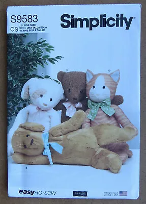 £9.50 • Buy Simplicity Easy Sewing Pattern 9583: 27  Plush Stuffed Animals: Bear, Dogs, Cat
