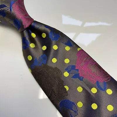 Nwt Imani Uomo Multi Color Floral Style Print Silk Touch Neck Tie & Hanky • $24.99