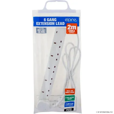 6 Gang Way 2 Meter Individually Switched Extension Lead With Neon Indicator  -2m • £9.77