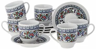 £14.95 • Buy Turkish Coffee Cups And Saucers (6 Sets) 12 Pieces Ottoman Greek Espresso New UK