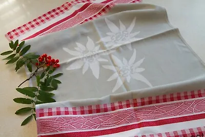 $18.99 • Buy Edelweiss Jacquard Kitchen Tea Towel Red Swiss Alps Switzerland Sound Of Music