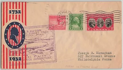 United States 1932 Airship USS Akron Washington Bicentennial Flight Cover • $24.99