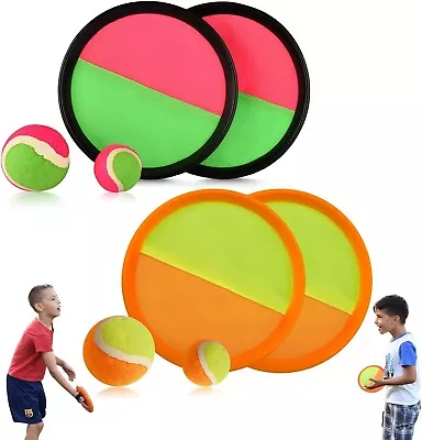 Set Of 2 High Quality Velkro Paddle Toss & Catch Game Sets 4 Paddles & 4 Balls • £8.49