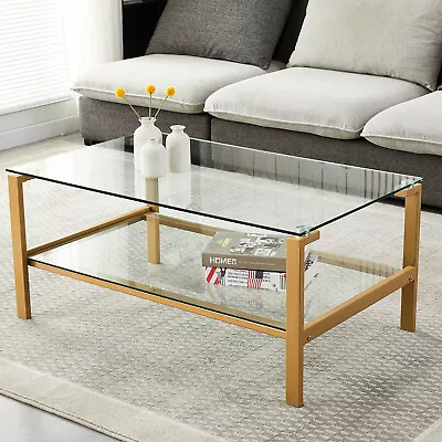 Glass Top Coffee Table With Gold Legs Living Room Glass Tables • $109