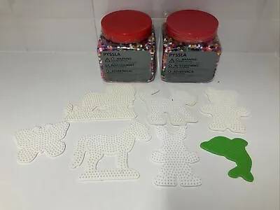 Ikea Pyssla (hama Beads) Tubs X 2 And 7 Animal Peg Boards  • £15