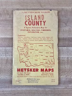 Metsker Map Island County Washington State 1950s • $12.99