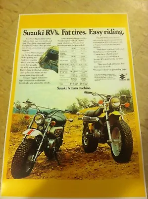 Vintage Suzuki RV90 Dirtbike Rv Poster Advertisement Man Cave Art Christmas • $15