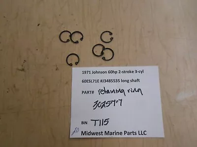 302577 OMC Johnson 71 60hp 60ESL71E Outboard Motor Retaining Ring (6) T115 • $20