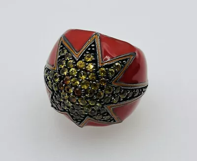 Matthew Campbell Laurenza MCL Sterling Silver Yellow Sapphires Starburst Ring • $350