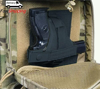 Concealed Pistol Holster Backpack Car Beside Desk Ambidextrous Hook&Loop Holster • $14.29