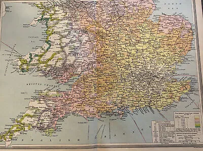 Antique 1920 Map Of Railway Time Distance Zones  Train System England London ++ • $21.98