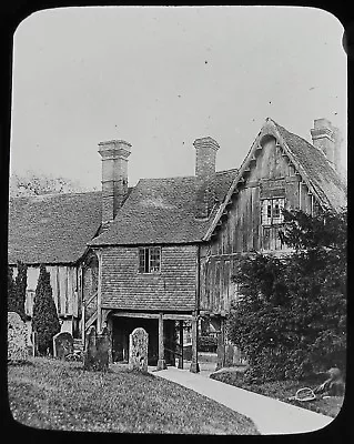 Glass Magic Lantern Slide PENSHURST WOODEN GABLE C1910 PHOTO ENGLAND KENT • £10