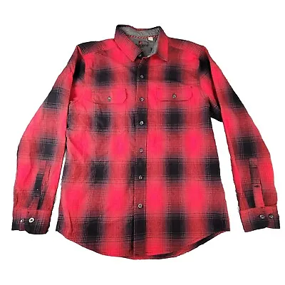 Woolrich Lumberjack Shirt Mens Large Red Black Plaid Button Up Long Sleeve • $20.69