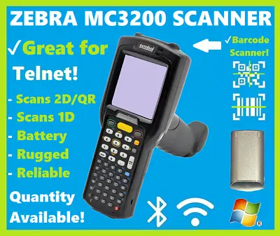 Zebra MC32N0-GI4HCHEIA Wireless Barcode Scanner 1D/2D/QR Windows CE7 Telnet!🔥⭐ • $199