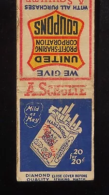 1920s? DIAMOND QUALITY Marlboro Cigarettes Mild As May United Coupons A. Schulte • $2.23