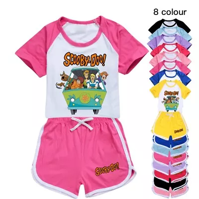 SCOOBY-DOO Kids Girls Boys Cotton T-shirt Shorts Outfit Set Tracksuit Gift • $17.99