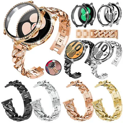 For Samsung Galaxy Watch 4 5 6 40 44mm Bling Metal Watch Band + Diamond PC Case • $18.99