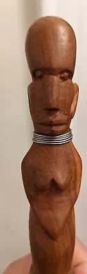 UNIQUE ALL WOODEN HAND CARVED African ART WALKING STICK CANE • $24