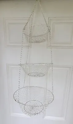 3 Tier Hanging Fruit Basket Vintage White • $48