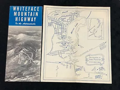 Vtg. Lake Placid Map & Whiteface Mountain Highway In Adirondacks Travel Brochure • $19.99