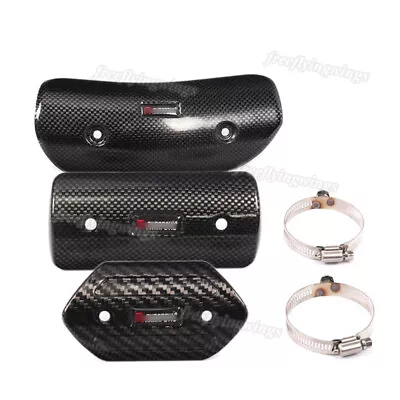 Universal Motorcycle Guard Heat Shield Cover Carbon Fiber Exhaust Pipe Connector • $35.34