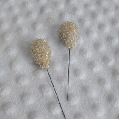 £47.68 • Buy Vintage Aurora Borealis Hat Pin Sequins AB Stick Pin Lot 2 Antique Jewelry Pearl