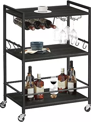 TUTOTAK Bar Cart - Microwave/Mobile Kitchen Shelf W Wine Rack & Glass Holder • $49.99