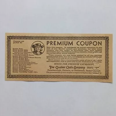 Vintage 1939 Quaker Oats Premium Coupon • $14.78