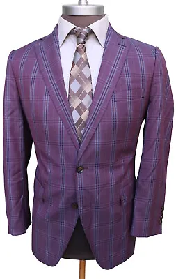 Zohreh Couture Custom Bespoke Purple Check Two Button Wool Blazer Men’s SZ 42R • $84.99