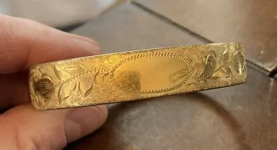 Vintage Etched Flower Design Van Dell  12K Yellow Gold Filled Bangle Bracelet • $75