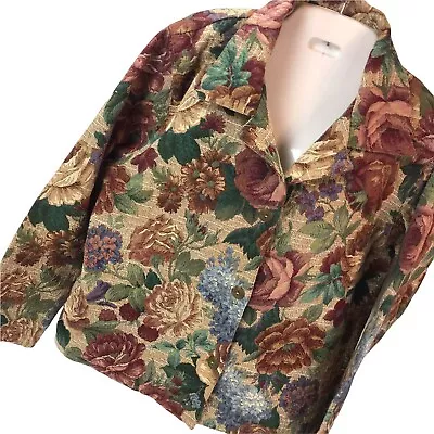 Vintage Jacket Krista Koeppe Tapestry Brocade Floral Southwest Boho SZ L USA • $29.93