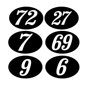 Custom Vintage Racing Numbers OVAL PAIR Tuning 100mm Bobber Cafe Racer Scooter - • £4.99