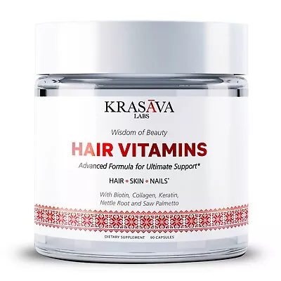 Hair Growth Vitamins With Biotin Collagen KeratinPrevents Hair Loss 90 Count • $17.99