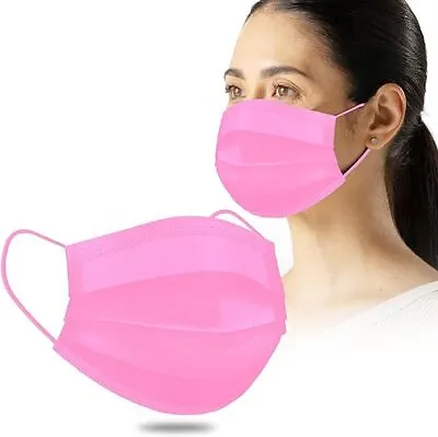 100 Pcs Protective Disposable Respirator 3-Layers Protect Cover Pink Face Masks • $11.49