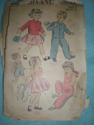 $12 • Buy Vintage 1950s/60s Advance Sewing Pattern #5382 For Toddler's Size 2 Suits/Dress