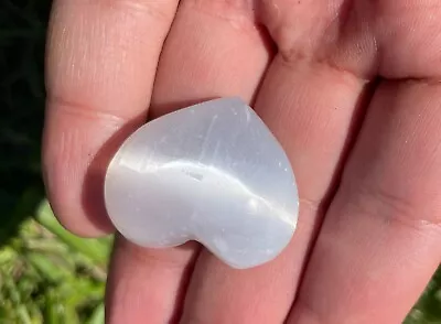 Small Selenite Crystal Heart Palm Stone - Natural Metaphysical Healing - P8 • $6.50